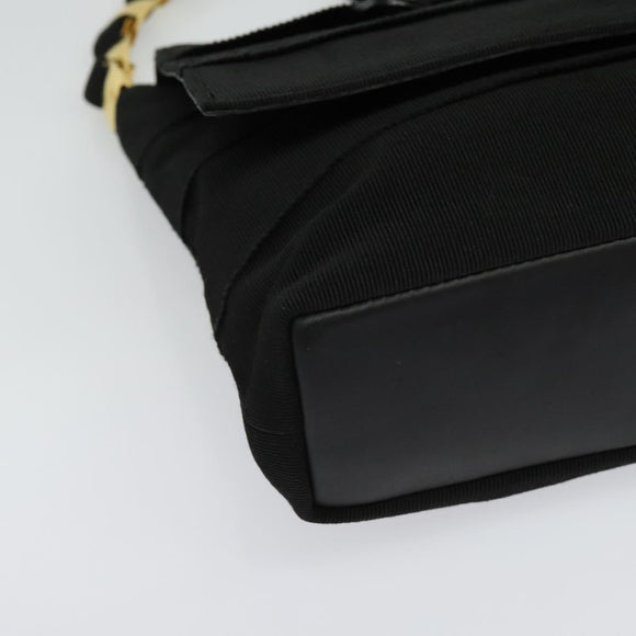 Salvatore Ferragamo Chain Vala Shoulder Bag Canvas Black Gold Auth 133753