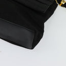 Salvatore Ferragamo Chain Vala Shoulder Bag Canvas Black Gold Auth 133753-11