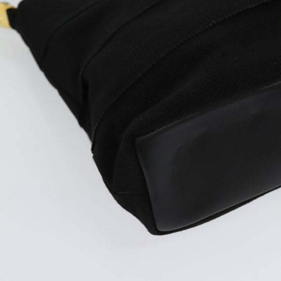 Salvatore Ferragamo Chain Vala Shoulder Bag Canvas Black Gold Auth 133753