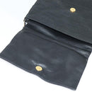 Salvatore Ferragamo Chain Vala Shoulder Bag Canvas Black Gold Auth 133753-14