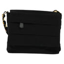 Salvatore Ferragamo Chain Vala Shoulder Bag Canvas Black Gold Auth 133753-2