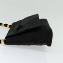 Salvatore Ferragamo Chain Vala Shoulder Bag Canvas Black Gold Auth 133753-4