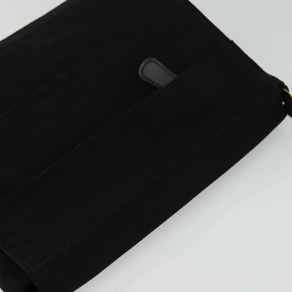 Salvatore Ferragamo Chain Vala Shoulder Bag Canvas Black Gold Auth 133753