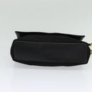 Salvatore Ferragamo Chain Vala Shoulder Bag Canvas Black Gold Auth 133753-9