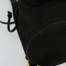 Salvatore Ferragamo Vala Vala Backpack Suede Black Gold Auth 133755-10