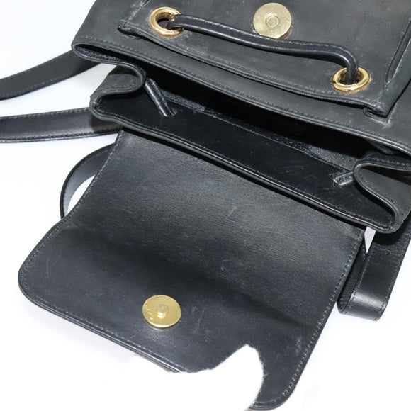 Salvatore Ferragamo Vala Vala Backpack Suede Black Gold Auth 133755