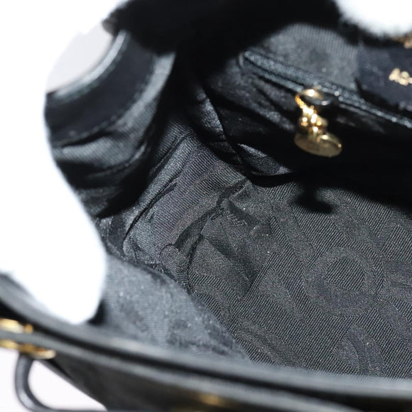 Salvatore Ferragamo Vala Vala Backpack Suede Black Gold Auth 133755