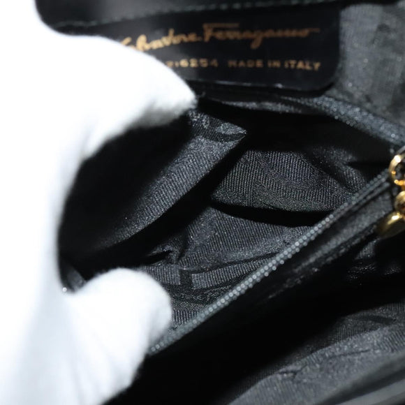 Salvatore Ferragamo Vala Vala Backpack Suede Black Gold Auth 133755