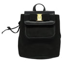 Salvatore Ferragamo Vala Vala Backpack Suede Black Gold Auth 133755-13