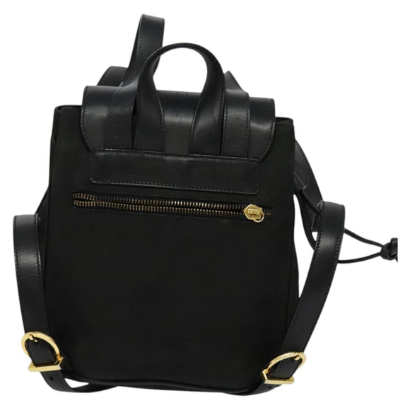 Salvatore Ferragamo Vala Vala Backpack Suede Black Gold Auth 133755