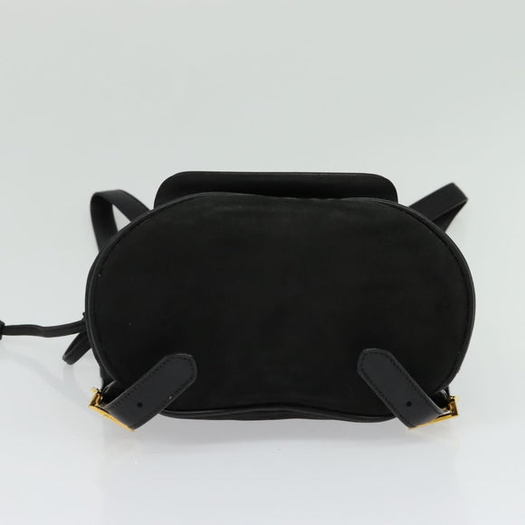 Salvatore Ferragamo Vala Vala Backpack Suede Black Gold Auth 133755