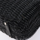 Salvatore Ferragamo Gancini Hand Bag Leather Wicker Black Silver Auth 133756-15