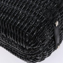 Salvatore Ferragamo Gancini Hand Bag Leather Wicker Black Silver Auth 133756-16