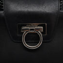 Salvatore Ferragamo Gancini Hand Bag Leather Wicker Black Silver Auth 133756-17