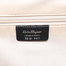 Salvatore Ferragamo Gancini Hand Bag Leather Wicker Black Silver Auth 133756-11