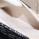 Salvatore Ferragamo Gancini Hand Bag Leather Wicker Black Silver Auth 133756-20