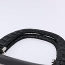 Salvatore Ferragamo Gancini Hand Bag Leather Wicker Black Silver Auth 133756-8