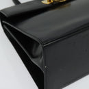Salvatore Ferragamo Gancini Hand Bag Leather 2way Black Gold Auth 133757-15