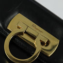 Salvatore Ferragamo Gancini Hand Bag Leather 2way Black Gold Auth 133757-19