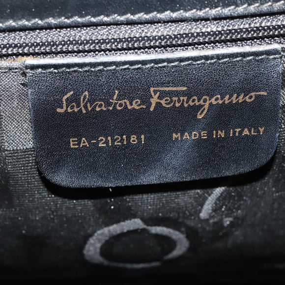 Salvatore Ferragamo Gancini Hand Bag Leather 2way Black Gold Auth 133757