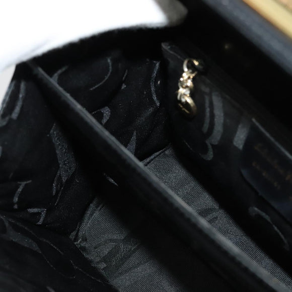 Salvatore Ferragamo Gancini Hand Bag Leather 2way Black Gold Auth 133757