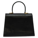 Salvatore Ferragamo Gancini Hand Bag Leather 2way Black Gold Auth 133757-2
