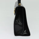 Salvatore Ferragamo Gancini Hand Bag Leather 2way Black Gold Auth 133757-4