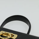 Salvatore Ferragamo Gancini Hand Bag Leather 2way Black Gold Auth 133757-14
