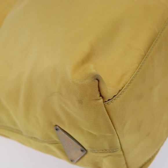 PRADA Shoulder Bag Nylon Plastic Yellow Silver Auth 133760