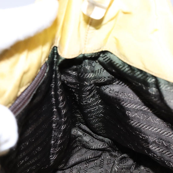 PRADA Shoulder Bag Nylon Plastic Yellow Silver Auth 133760
