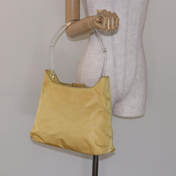 PRADA Shoulder Bag Nylon Plastic Yellow Silver Auth 133760