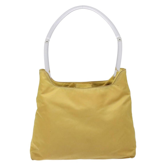 PRADA Shoulder Bag Nylon Plastic Yellow Silver Auth 133760