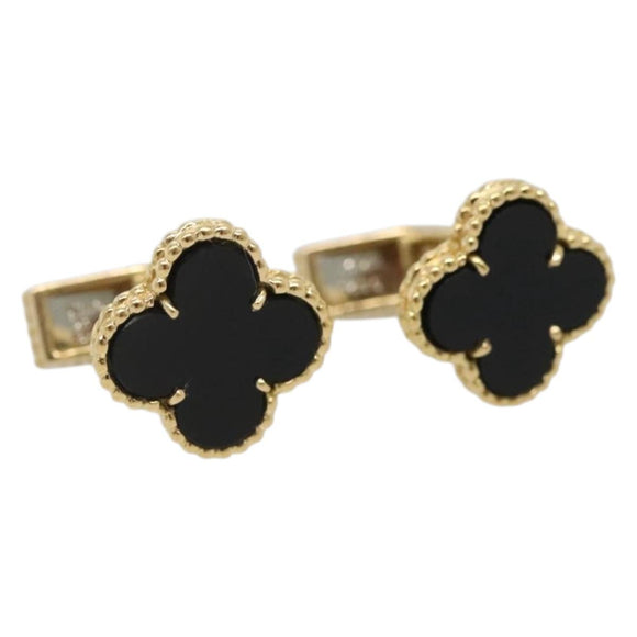 Van Cleef & Arpels Vintage Alhan Cuffs 18K Gold Tone Black Auth 133768SM
