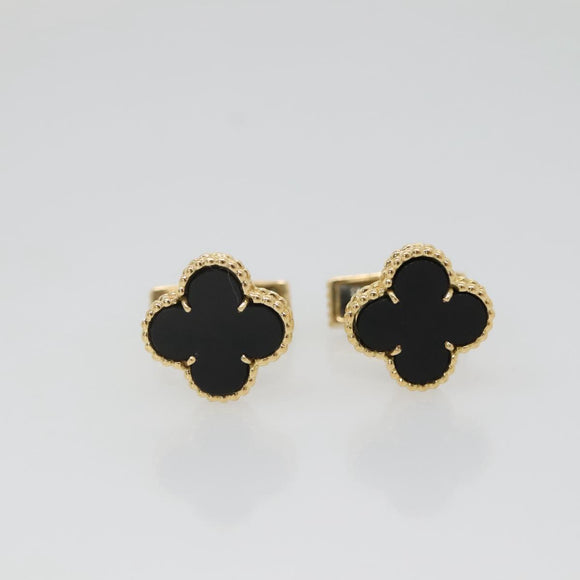 Van Cleef & Arpels Vintage Alhan Cuffs 18K Gold Tone Black Auth 133768SM