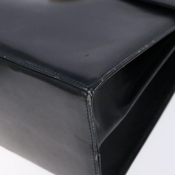 Salvatore Ferragamo Gancini Hand Bag Leather 2way Navy Gold Auth 133776