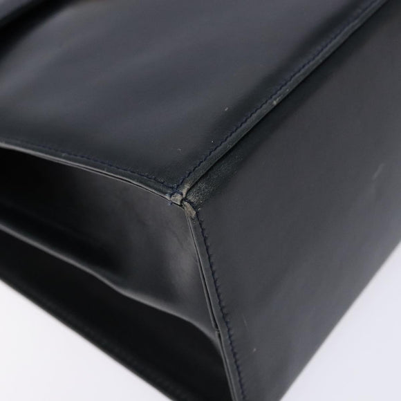 Salvatore Ferragamo Gancini Hand Bag Leather 2way Navy Gold Auth 133776