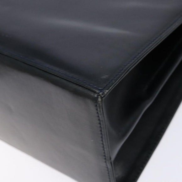 Salvatore Ferragamo Gancini Hand Bag Leather 2way Navy Gold Auth 133776