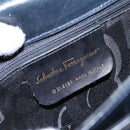 Salvatore Ferragamo Gancini Hand Bag Leather 2way Navy Gold Auth 133776-20