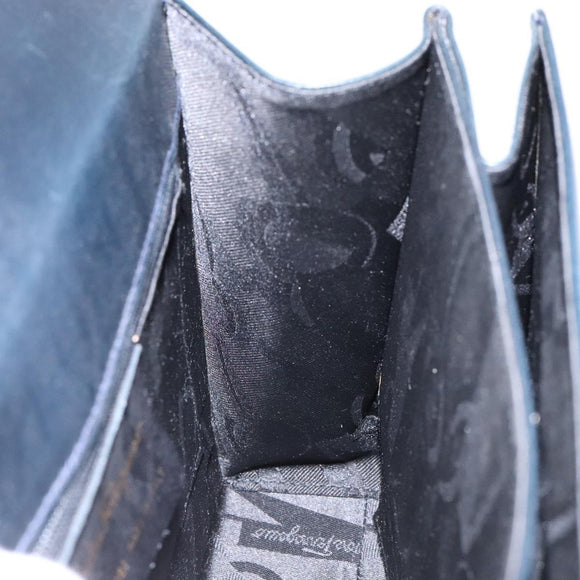 Salvatore Ferragamo Gancini Hand Bag Leather 2way Navy Gold Auth 133776