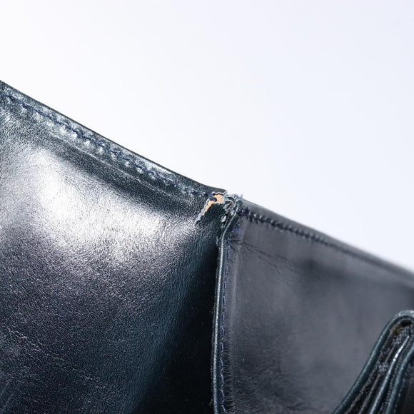 Salvatore Ferragamo Gancini Hand Bag Leather 2way Navy Gold Auth 133776