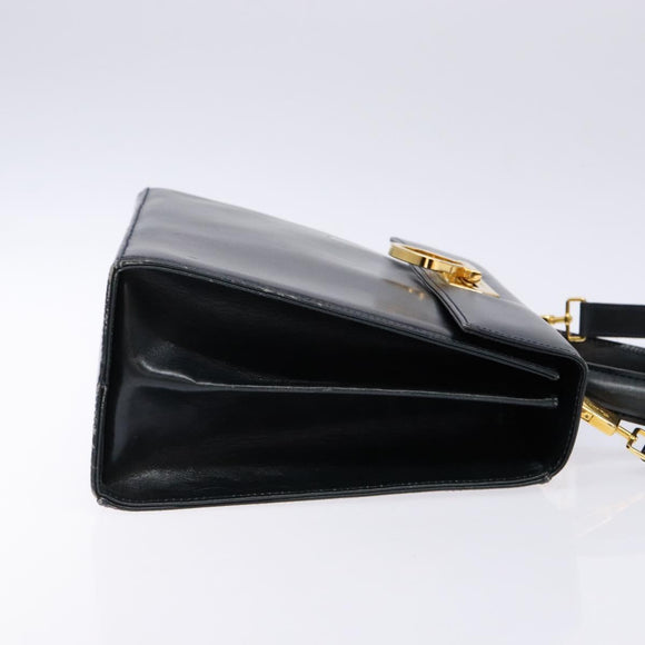 Salvatore Ferragamo Gancini Hand Bag Leather 2way Navy Gold Auth 133776