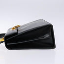 Salvatore Ferragamo Gancini Hand Bag Leather 2way Navy Gold Auth 133776-5