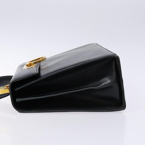 Salvatore Ferragamo Gancini Hand Bag Leather 2way Navy Gold Auth 133776