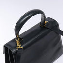 Salvatore Ferragamo Gancini Hand Bag Leather 2way Navy Gold Auth 133776-6
