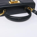 Salvatore Ferragamo Gancini Hand Bag Leather 2way Navy Gold Auth 133776-7