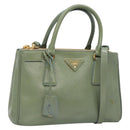 PRADA Galleria Hand Bag Safiano leather 2way Gold Light green Auth 133778-1