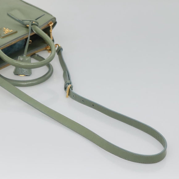 PRADA Galleria Hand Bag Safiano leather 2way Gold Light green Auth 133778