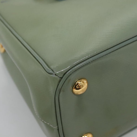PRADA Galleria Hand Bag Safiano leather 2way Gold Light green Auth 133778