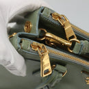 PRADA Galleria Hand Bag Safiano leather 2way Gold Light green Auth 133778-21