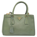 PRADA Galleria Hand Bag Safiano leather 2way Gold Light green Auth 133778-13
